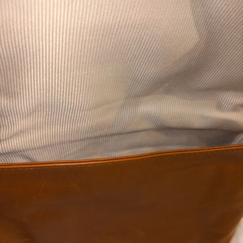 $150 Margot New York ROBBIE Foldover Crossbody flap Bag Cognac Hobo 10